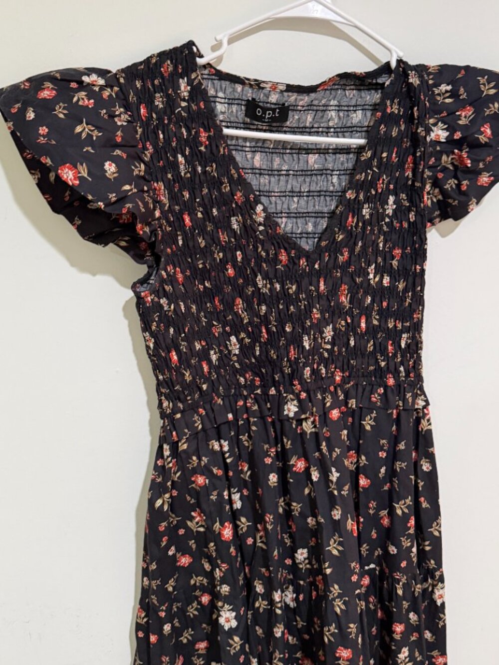 OPT Phoebe Black Floral Dress Sz M - Picture 3 of 6